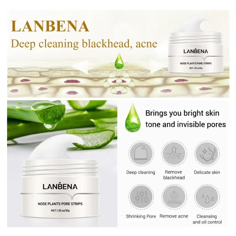 LANBENA White Black Blackhead Remove Mask Shrink Pore Nose Cleansing Stickers Peel Nasal Black Head Strips Face Skin Care