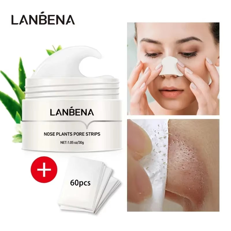 LANBENA White Black Blackhead Remove Mask Shrink Pore Nose Cleansing Stickers Peel Nasal Black Head Strips Face Skin Care