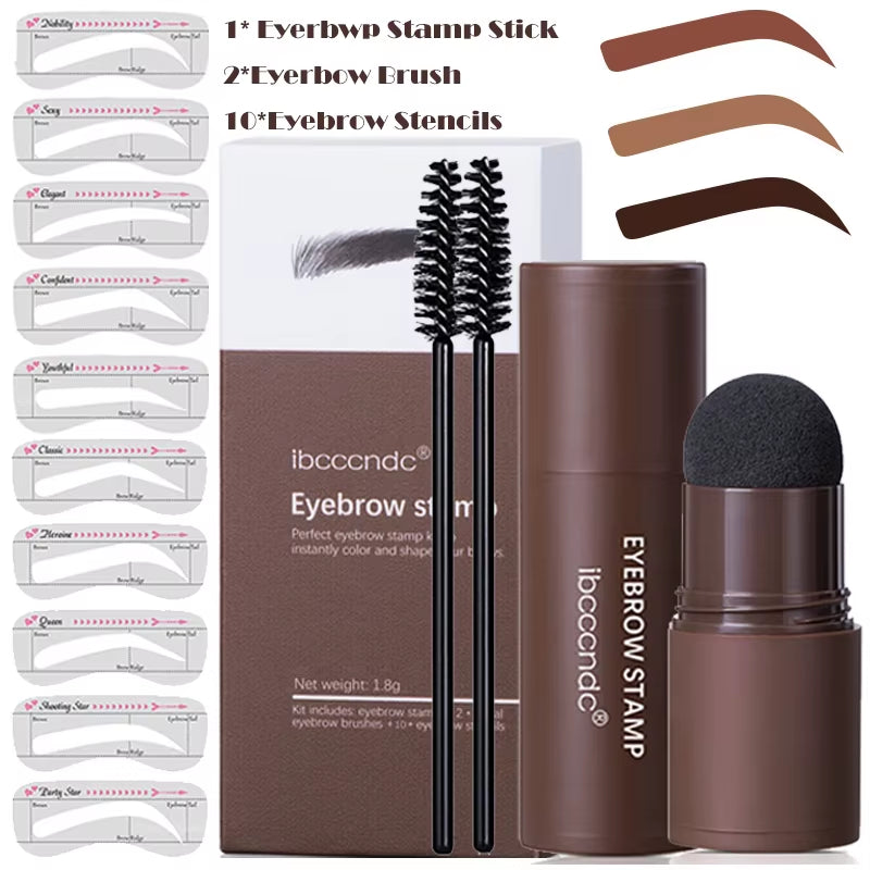 New Perfect Eyebrow Stamp Stencil Kit Eye Brow Stencil Stamp Kit Waterproof Long Lasting Eyebrow Enhancers Brow Powder Stamp