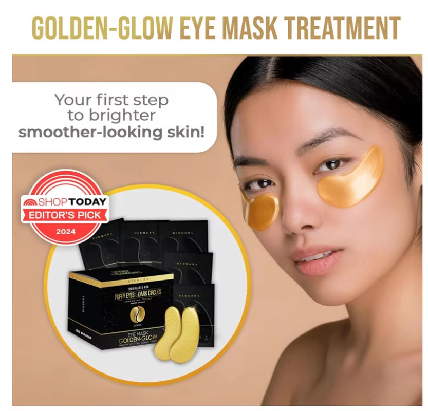 DERMORA Golden Glow under Eye Patches Custom Shaped Thin Silicone Eyes Wrinkle Pads Sleeping Washable Silicone under Eye Mask