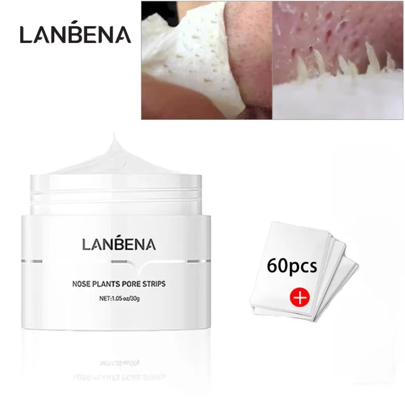 LANBENA White Black Blackhead Remove Mask Shrink Pore Nose Cleansing Stickers Peel Nasal Black Head Strips Face Skin Care