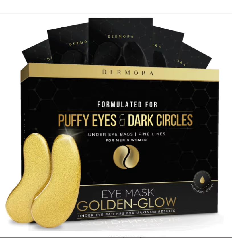 DERMORA Golden Glow under Eye Patches Custom Shaped Thin Silicone Eyes Wrinkle Pads Sleeping Washable Silicone under Eye Mask