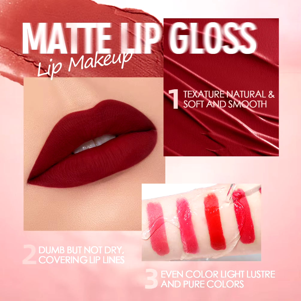 Sexy Velvet Matte Lip Gloss Liquid Lipstick Lipgloss Beauty Red Nude Waterproof Long-Lasting Lip Stain Makeup for Women